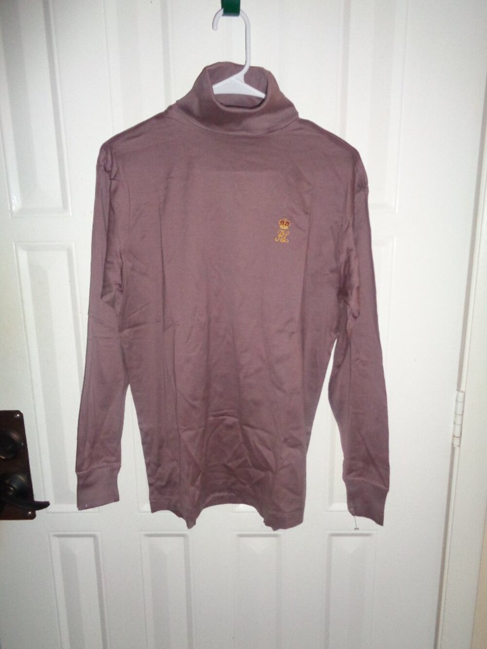 Ralph Lauren Mauve Purple Turtleneck Pullover Shirt with Crest Size Small